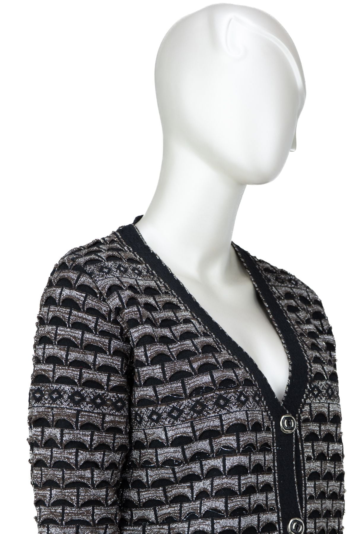 Kadın Kışlık Anne Hırka Pamuklu Triko Örme Simli Önden Düğmeli Çift Cepli Rahat Kesim